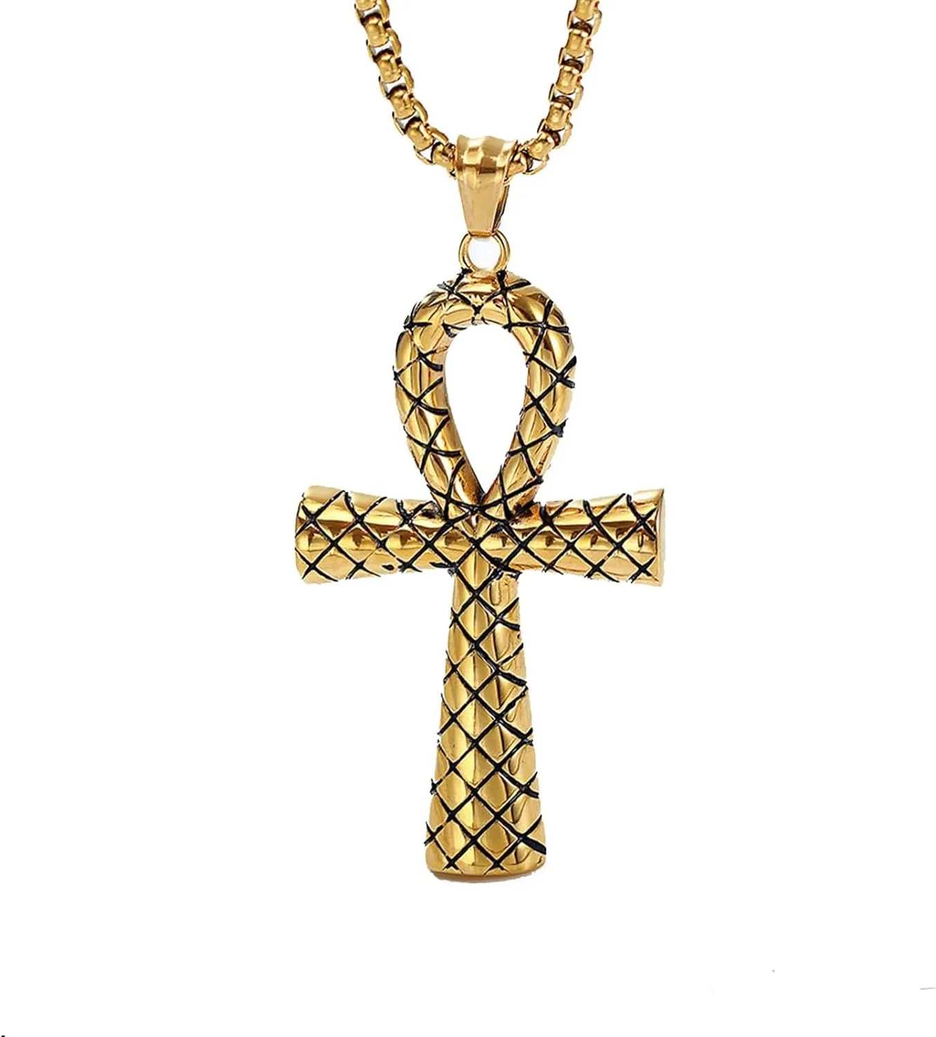 Stainless Steel Ankh Cross Necklace for Man and Women