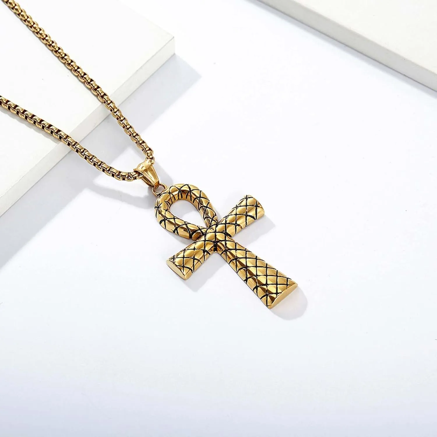Stainless Steel Ankh Cross Necklace for Man and Women