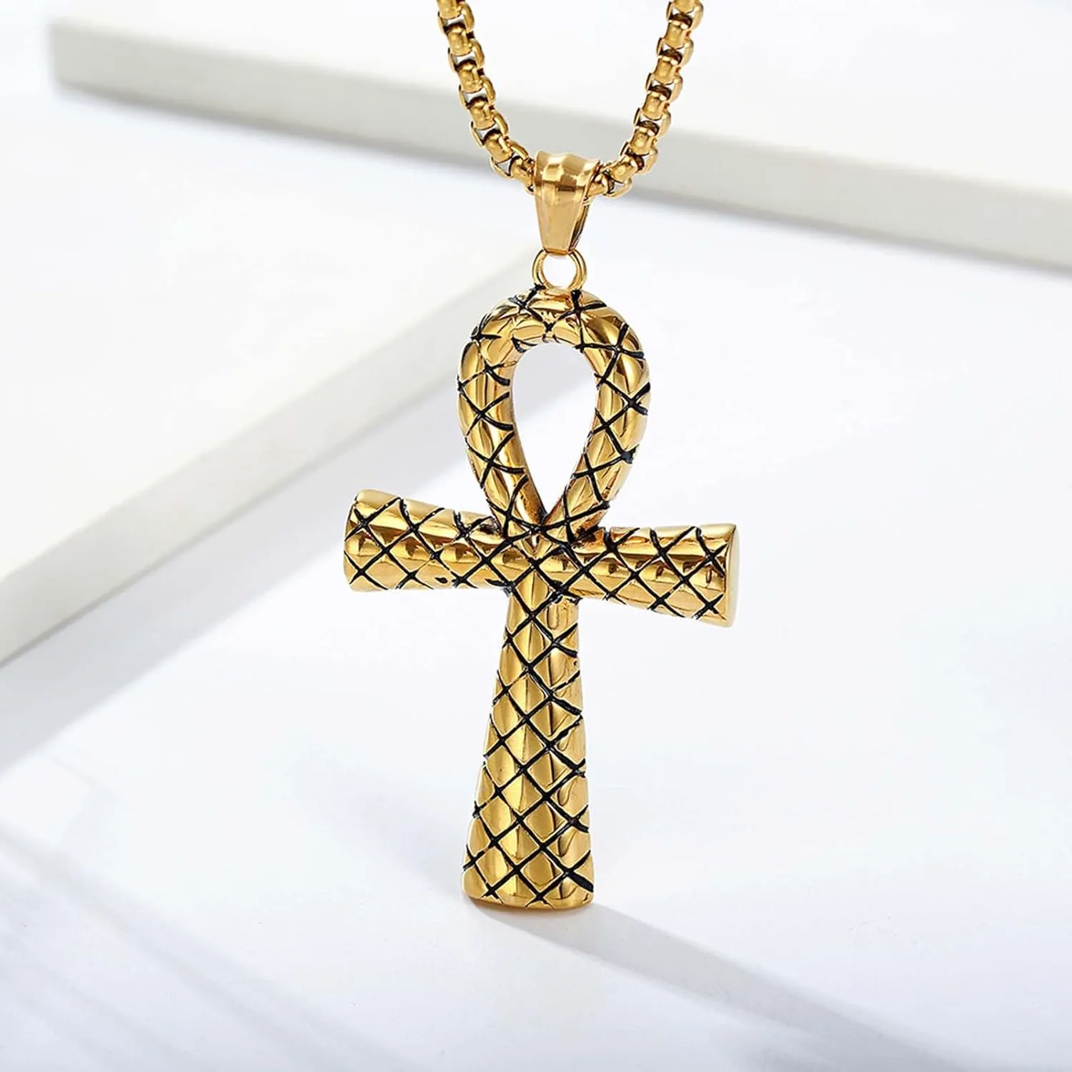 Stainless Steel Ankh Cross Necklace for Man and Women