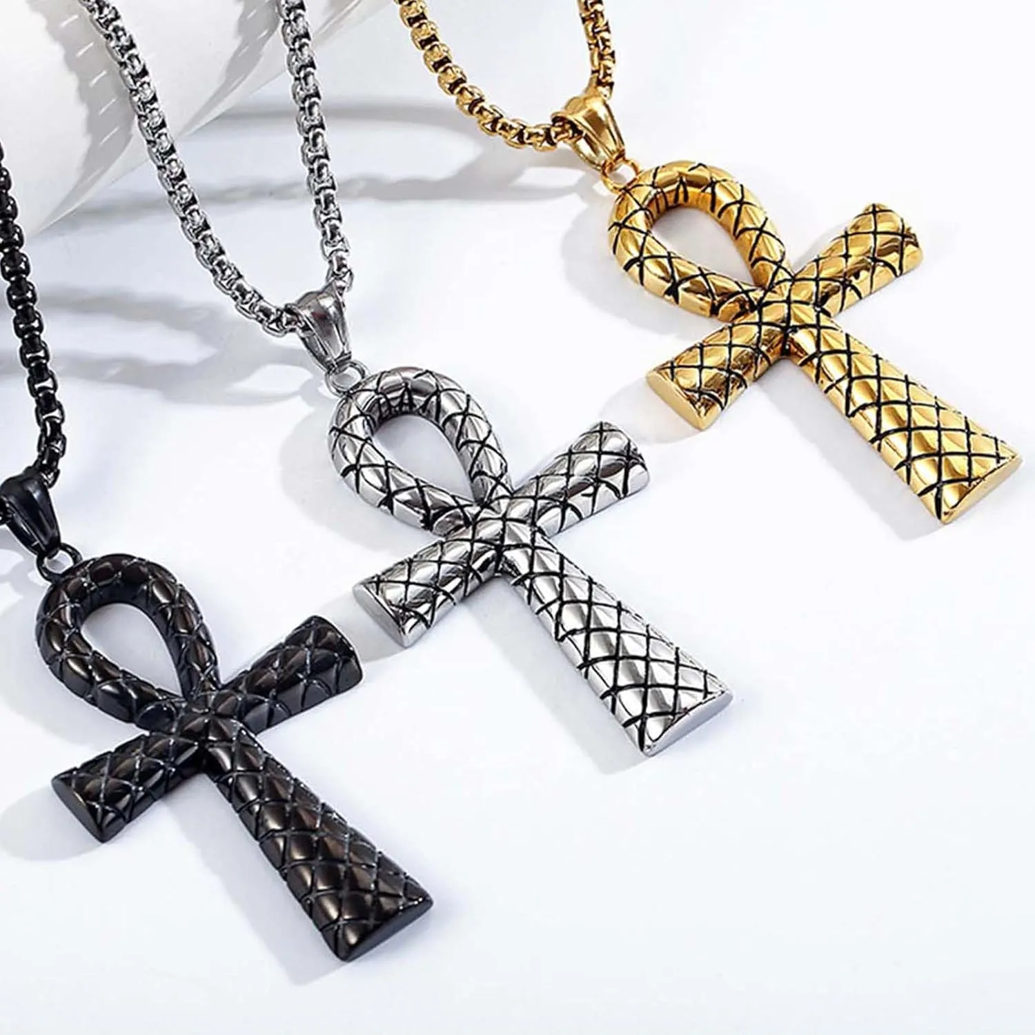 Stainless Steel Ankh Cross Necklace for Man and Women