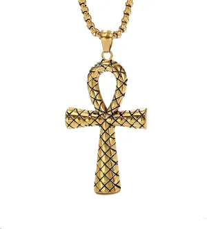 Stainless Steel Ankh Cross Necklace for Man and Women