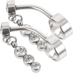 Stainless Steel Belly Ring 2pcs Women's Belly Button Navel Ring Rhinestones Fashionable Body Jewelry