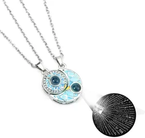 Stainless Steel BFF Friendship Puzzle Pendant Necklace Set, 4-Piece, with Luminous Function