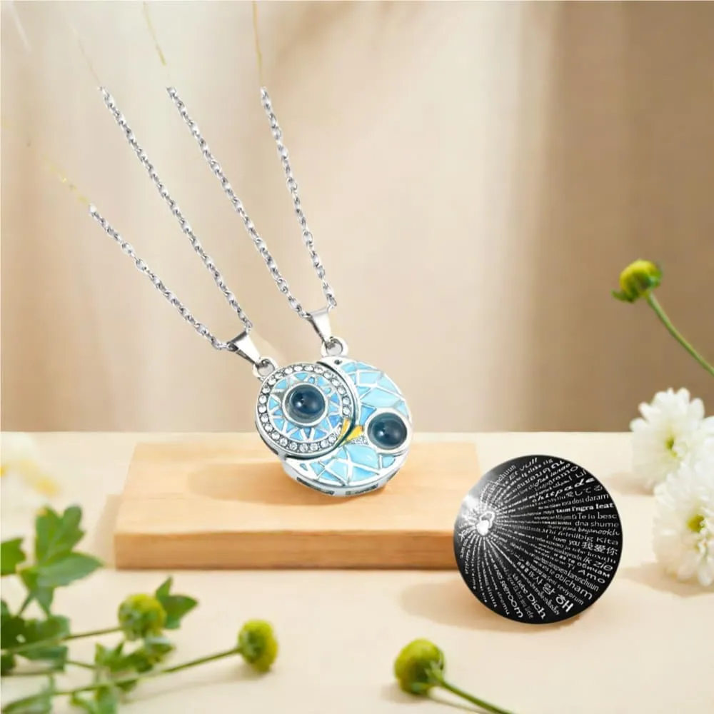 Stainless Steel BFF Friendship Puzzle Pendant Necklace Set, 4-Piece, with Luminous Function