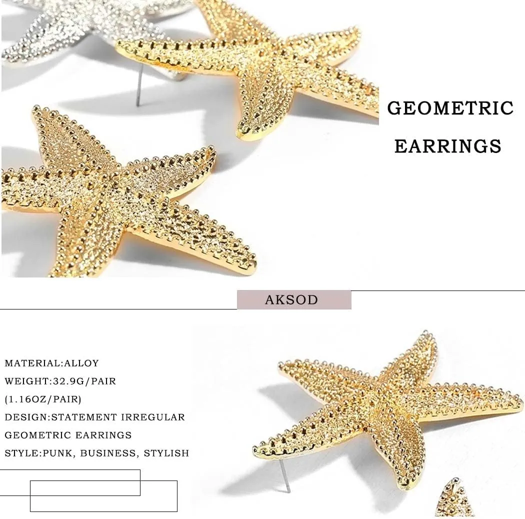 Starfish Earrings Large Gold Statement Big Star Earrings for Women Boho Fashion Beach Ear Jewelry Accessories