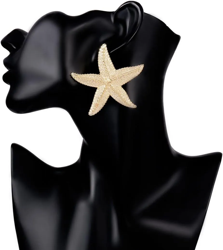 Starfish Earrings Large Gold Statement Big Star Earrings for Women Boho Fashion Beach Ear Jewelry Accessories