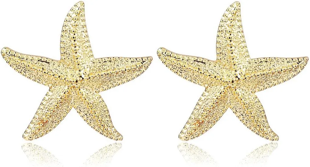 Starfish Earrings Large Gold Statement Big Star Earrings for Women Boho Fashion Beach Ear Jewelry Accessories