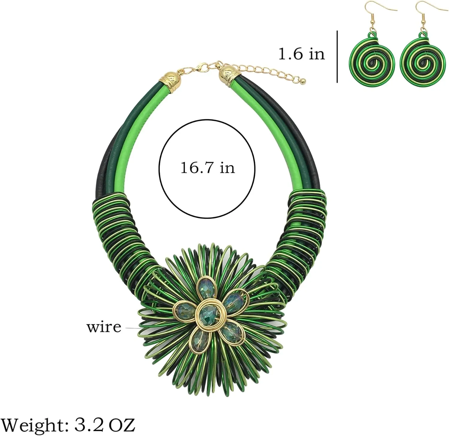 Statement African Necklace For Women African Jewelry Costume Earring Sets Tribal Fashion Colorful Big Rhinestone Crystal Pendent Collar Choker Bold Chunky Bib Handmade