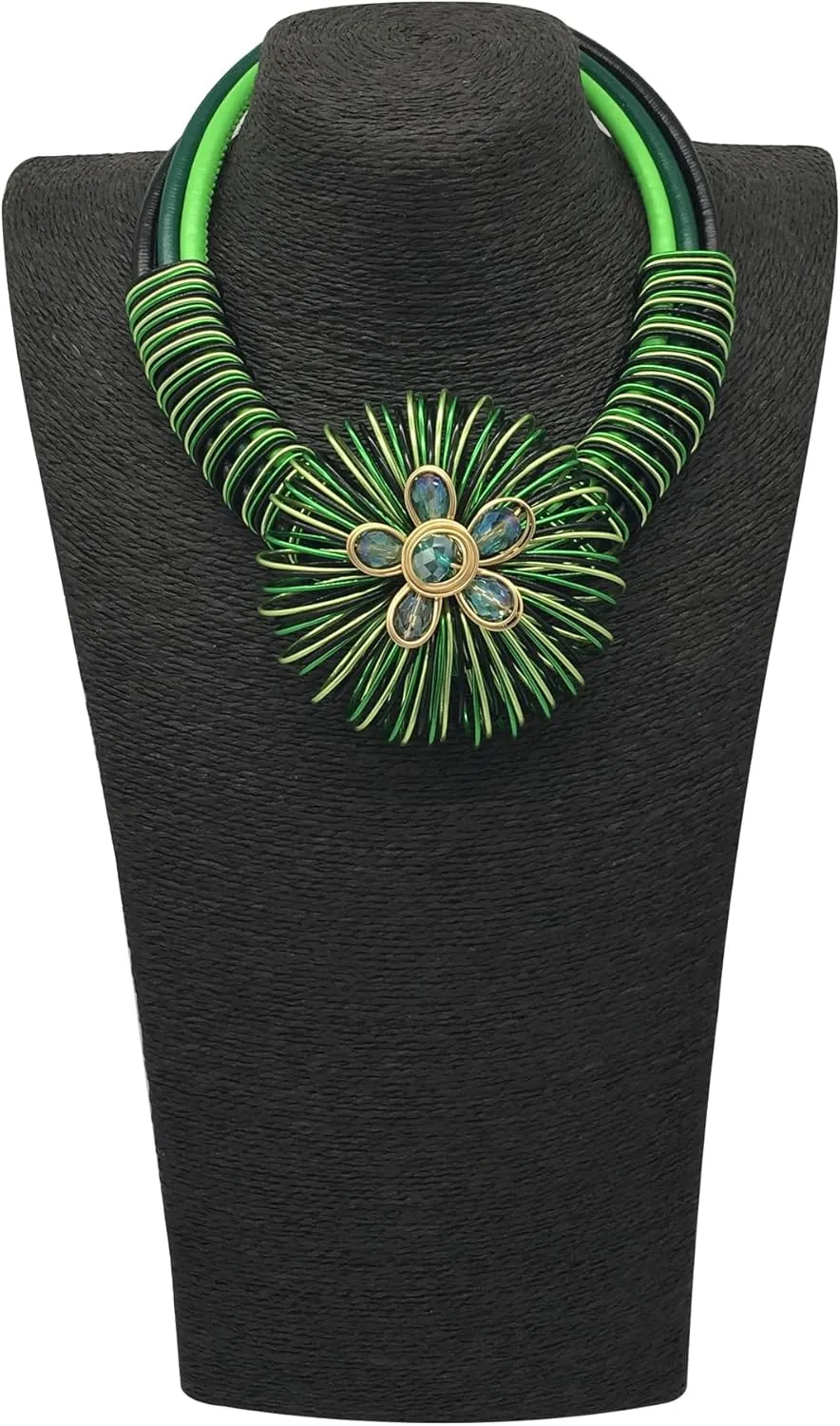 Statement African Necklace For Women African Jewelry Costume Earring Sets Tribal Fashion Colorful Big Rhinestone Crystal Pendent Collar Choker Bold Chunky Bib Handmade