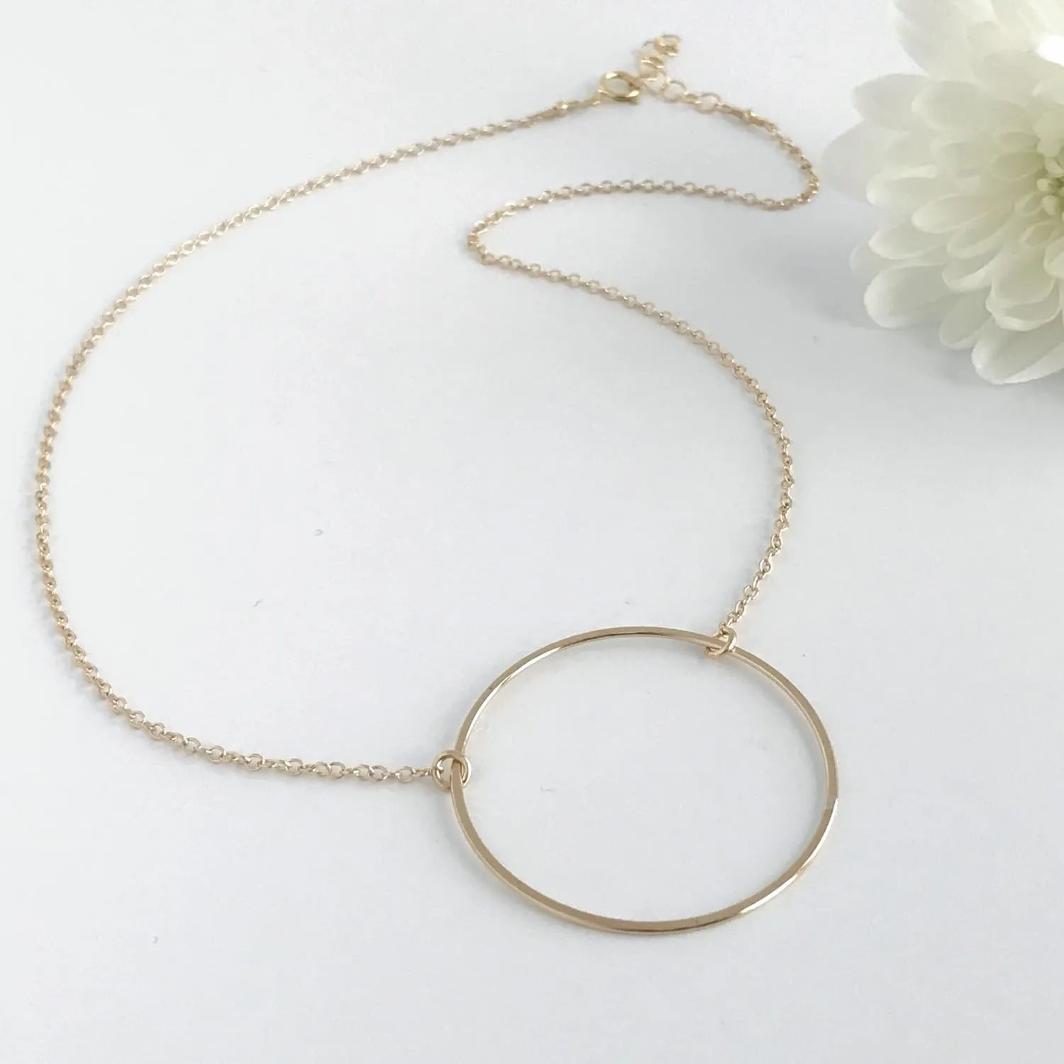 Sterling Silver Circle Necklaces for Women, O Ring, Eternity Karma Necklace, Layered Layering Large Pendant, Adjustable, Austin Down to Earth (Sterling Silver, 18-20 inches)