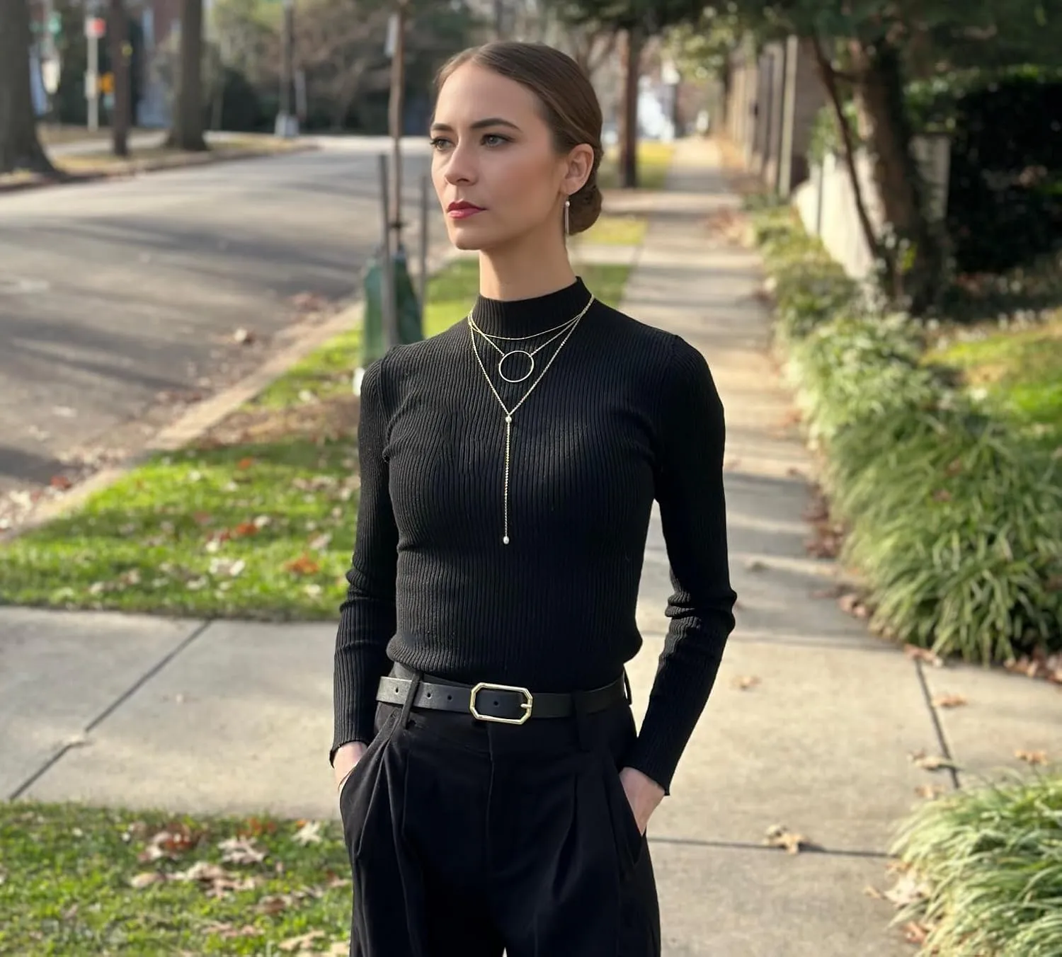 Sterling Silver Circle Necklaces for Women, O Ring, Eternity Karma Necklace, Layered Layering Large Pendant, Adjustable, Austin Down to Earth (Sterling Silver, 18-20 inches)