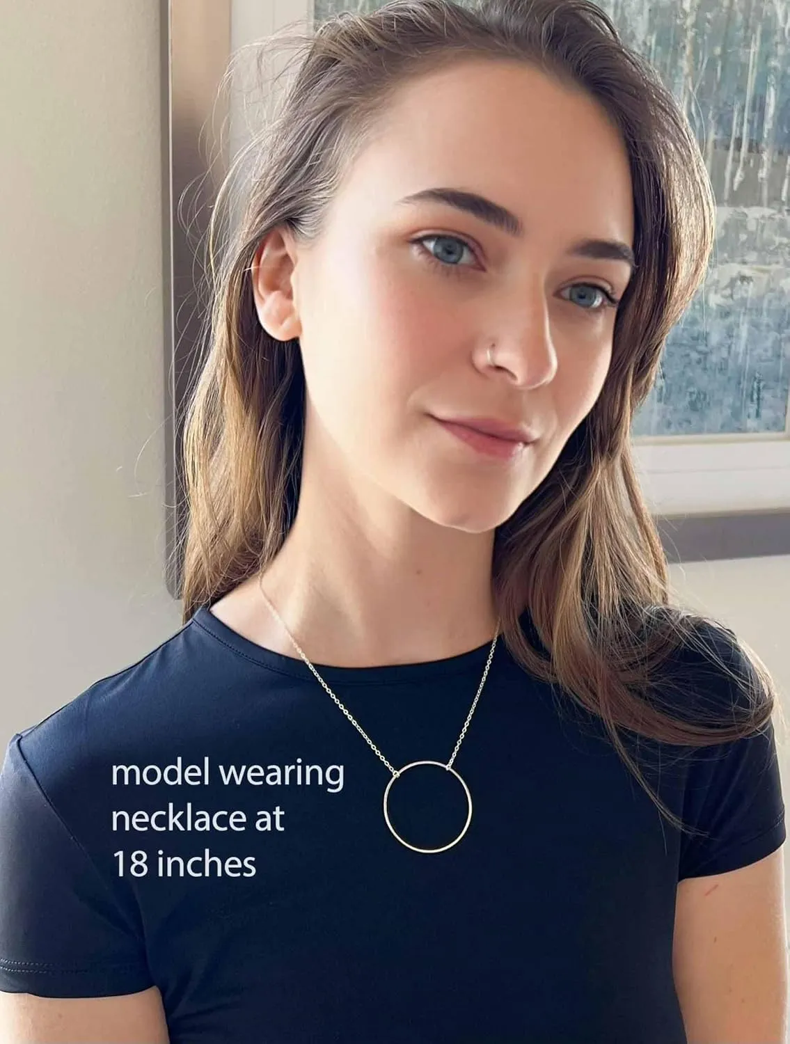 Sterling Silver Circle Necklaces for Women, O Ring, Eternity Karma Necklace, Layered Layering Large Pendant, Adjustable, Austin Down to Earth (Sterling Silver, 18-20 inches)