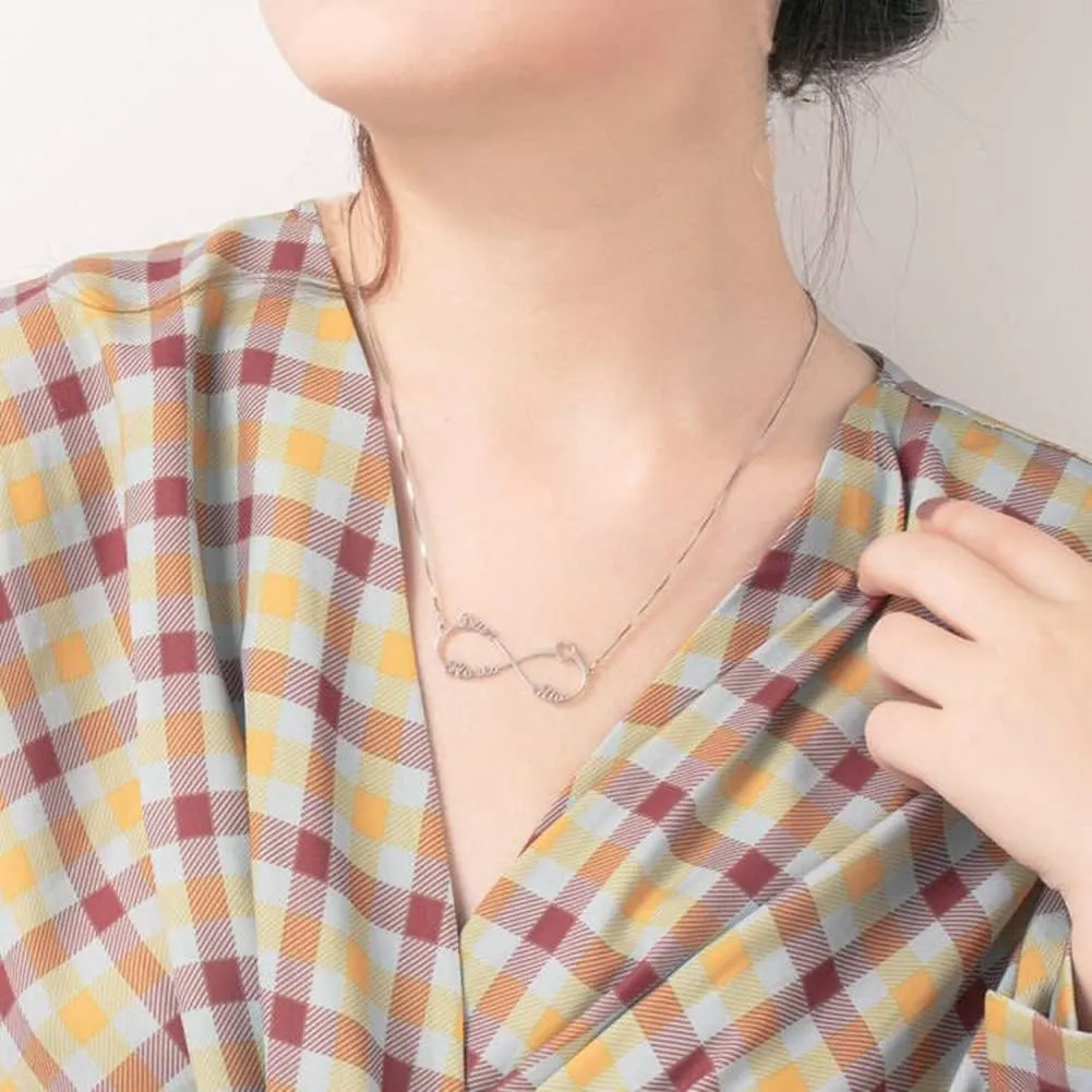 Sterling Silver Personalized Infinity Family Name Necklace Pendant Custom Made with Any Name Personal Jewelry for Women