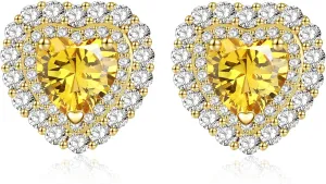 Stud Crystal Heart Earring For Women,New Year,Valentine's Day,Birthstone,CZ Earring,Fashion Jewelry,14K Gold Plated/Sliver Tone,Gifts for Mother Daughter Wife Girlfriend