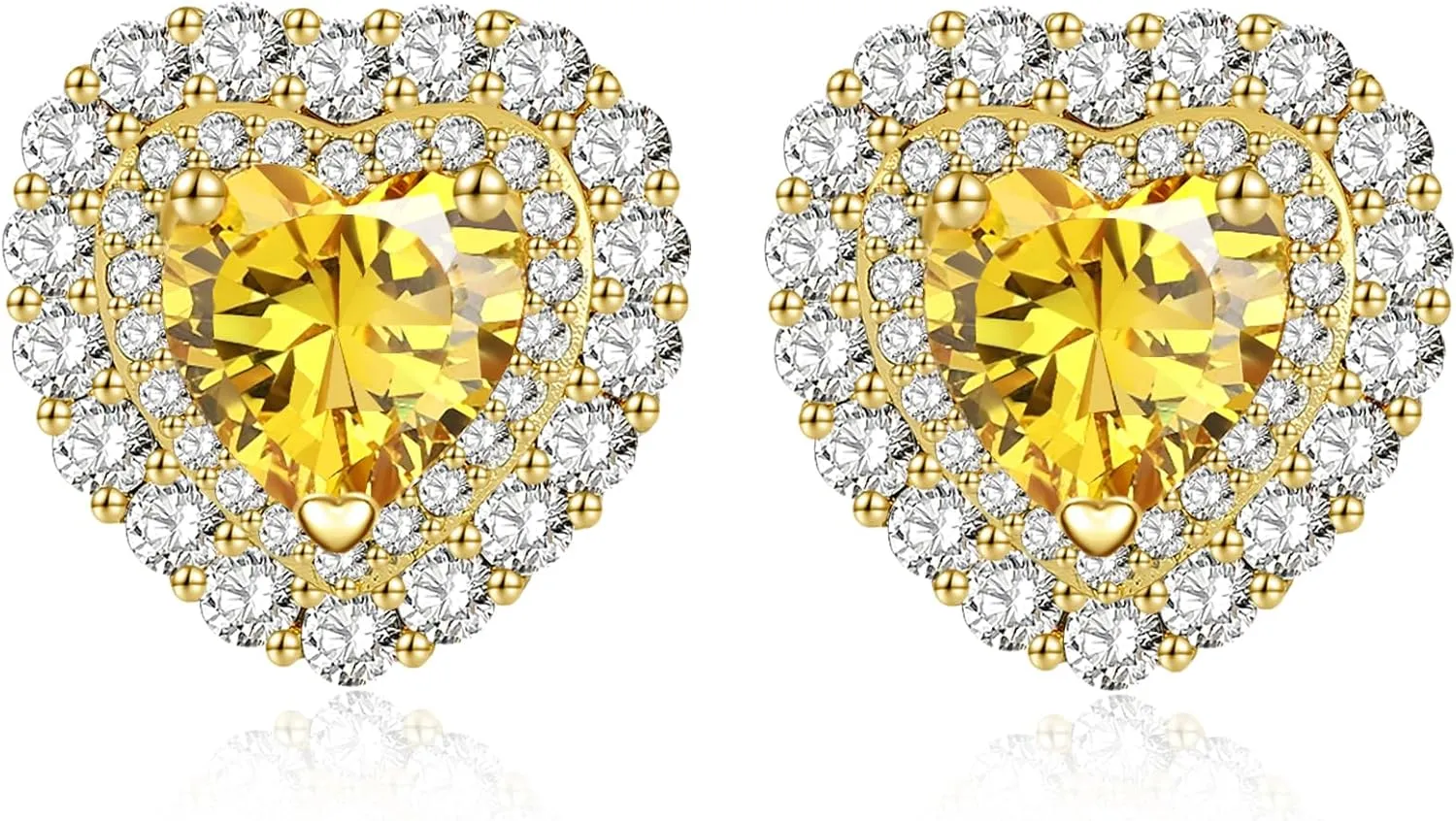Stud Crystal Heart Earring For Women,New Year,Valentine's Day,Birthstone,CZ Earring,Fashion Jewelry,14K Gold Plated/Sliver Tone,Gifts for Mother Daughter Wife Girlfriend