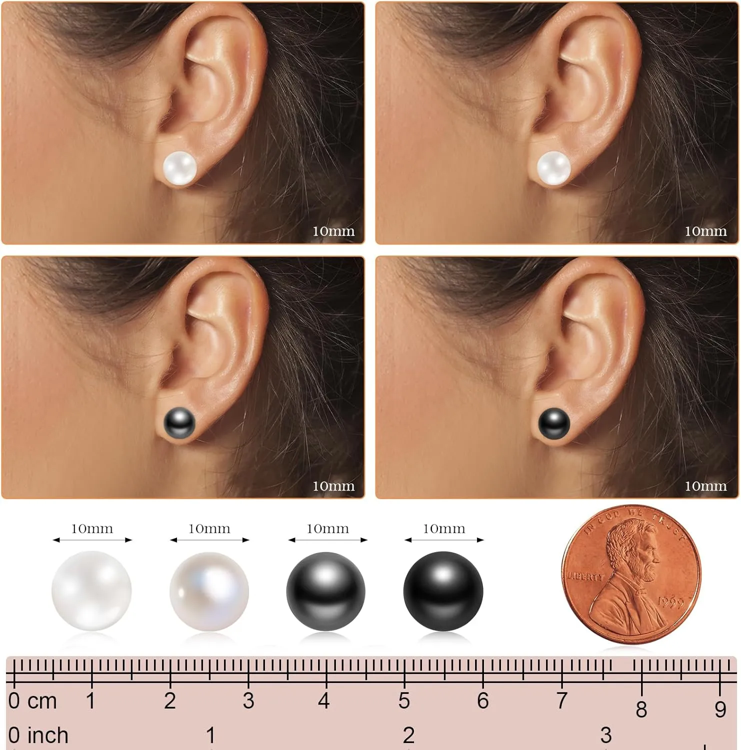Stud Earrings for Women, Hypoallergenic Sterling Silver Post Dainty Pearl, Black Onyx, Halo Cubic Zirconia Earrings Studs