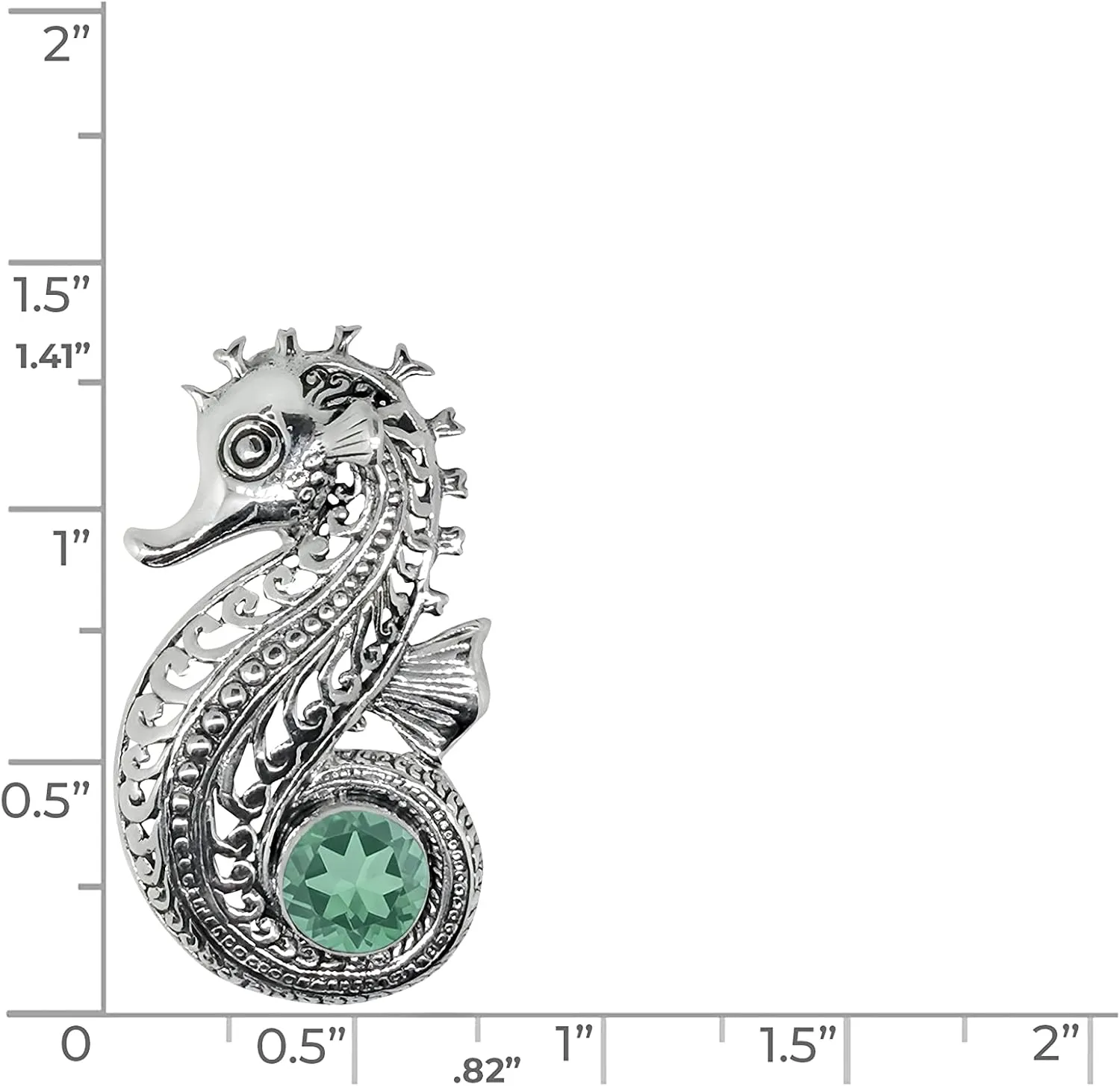 Studio Jewelers .925 Sterling Silver Seahorse and Genuine Amethyst, Sky Blue Topaz, Garnet or Green Quartz- Birthstone pendant with Platinum Plating - Perfect for Anniversary & Birthday Gift for Women