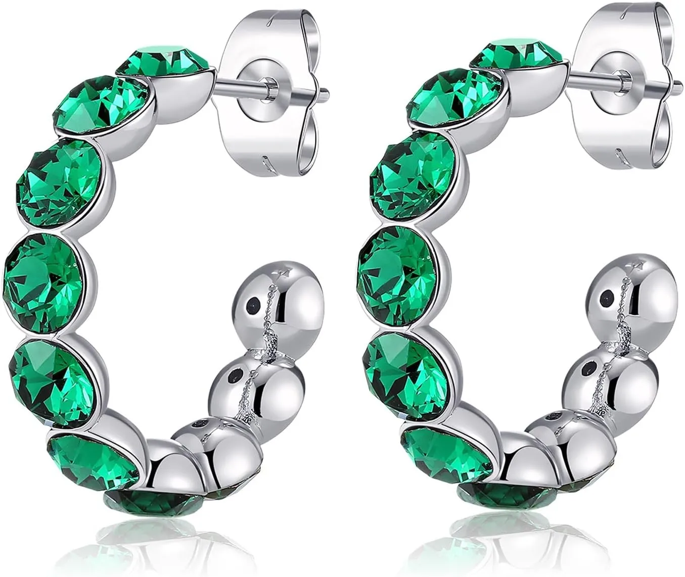 Stunning Austrian Crystals Hoop Earrings for Women Fashion 14K Gold Plated Hypoallergenic Jewelry Gift