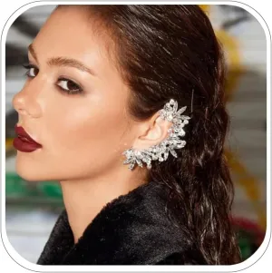 Stunning Climber Ear Cuff Silver Helix Piercing Jewelry Durable Rhinestone Crawler Earrings for Women Party (Left Silver)