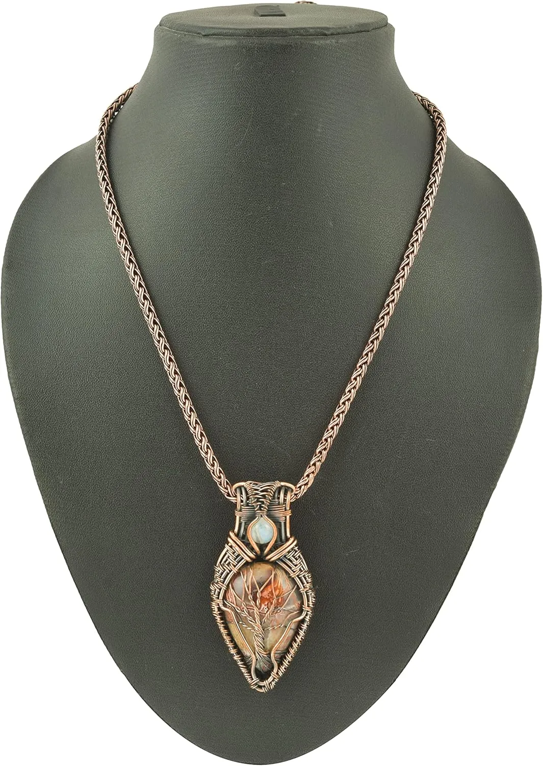 Stunning Copper Tree of Life Pendant Necklace with Handmade Gemstones and 20" Chain - Perfect for Boho Lovers