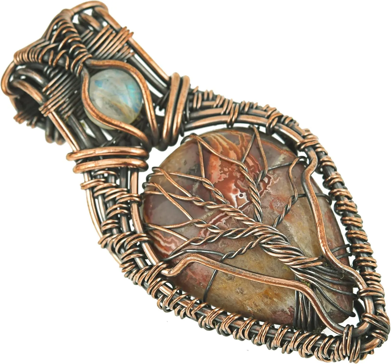Stunning Copper Tree of Life Pendant Necklace with Handmade Gemstones and 20" Chain - Perfect for Boho Lovers