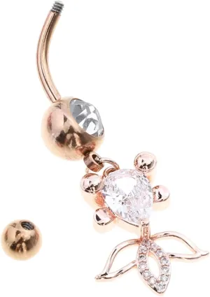 Stunning Goldfish Charm Navel Ring Rhinestone Belly Button Jewelry for Piercing Belly Button Jewelry for Women