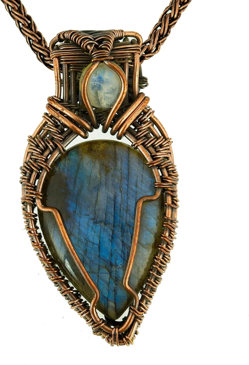 Stunning Handmade Copper Wire Wrapped Multi-Gemstone Pendant Necklace 20" - Perfect for Spiritual Connection and Intuition