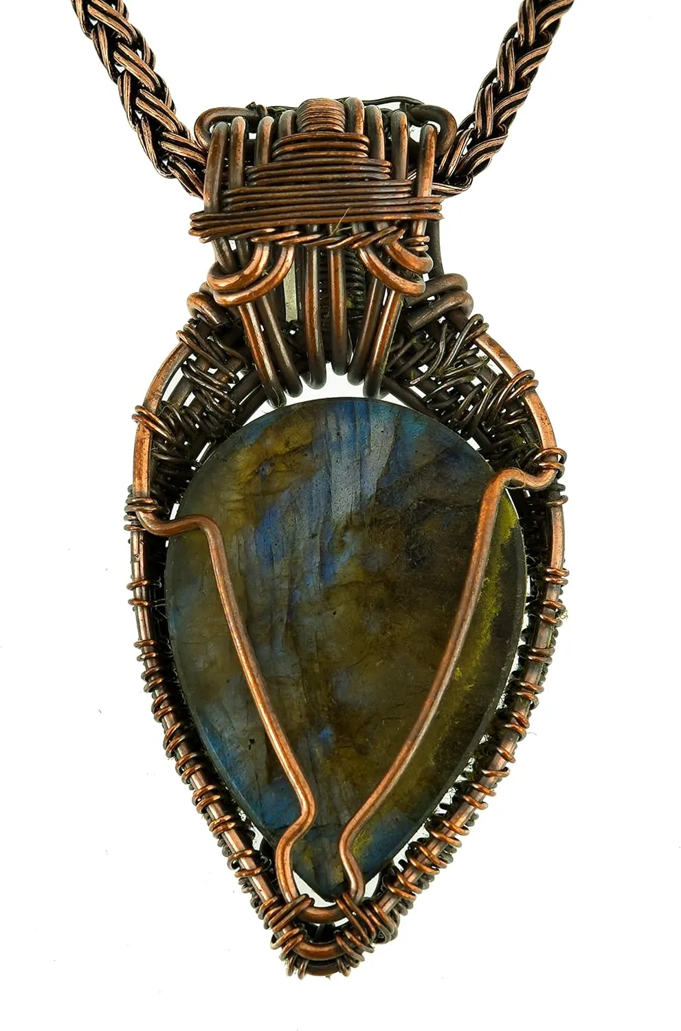 Stunning Handmade Copper Wire Wrapped Multi-Gemstone Pendant Necklace 20" - Perfect for Spiritual Connection and Intuition