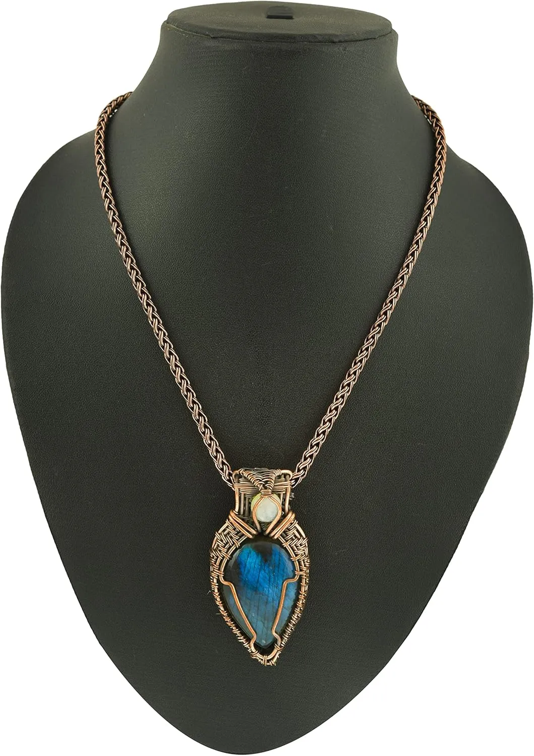 Stunning Handmade Copper Wire Wrapped Multi-Gemstone Pendant Necklace 20" - Perfect for Spiritual Connection and Intuition