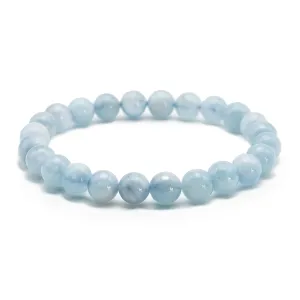 Stunning Natural Aquamarine Beaded Bracelets - Handmade Beaded Bracelets - Elegant Friendship Bracelet Crystals and Healing Stones - Superior Gift for Men and Women - 7mm