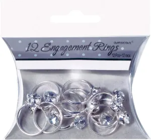 Stunning Silver Engagement Rings - 0.75" (12 Pc) - Perfect for Bridal Showers, Bachelorette Parties & Special Occasions
