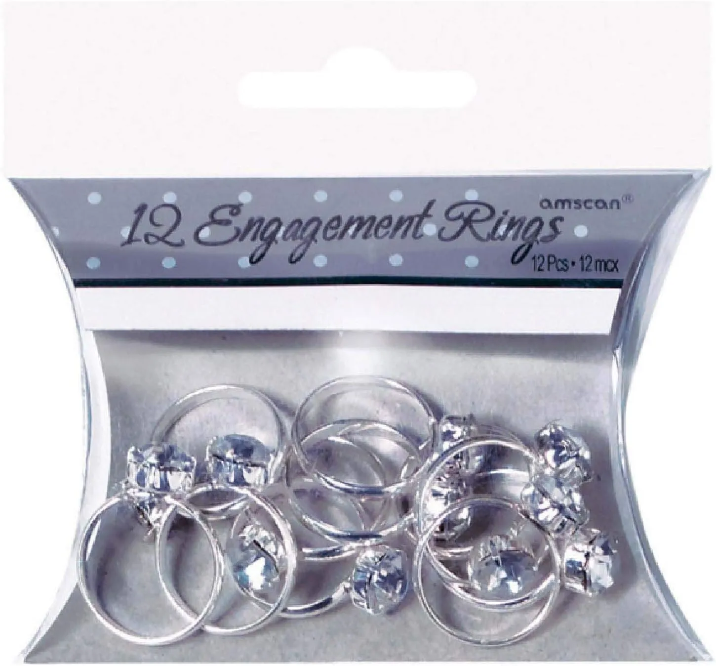 Stunning Silver Engagement Rings - 0.75" (12 Pc) - Perfect for Bridal Showers, Bachelorette Parties & Special Occasions