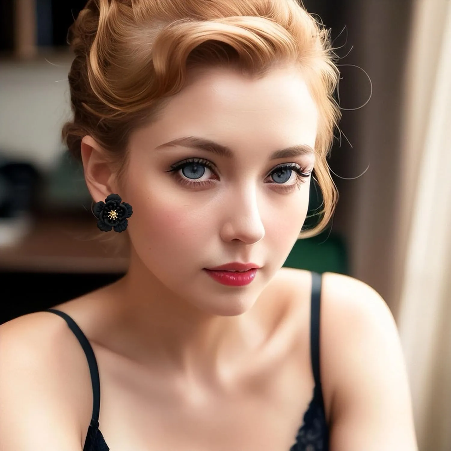 Summer Boho Flower Stud Earrings for Women Flower Shaped Daisy Earrings with Gold Bud Hawaiian