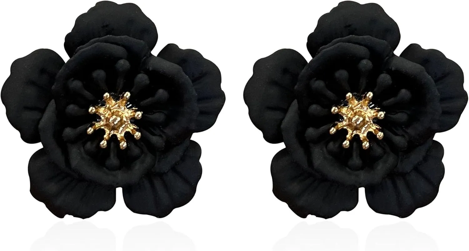 Summer Boho Flower Stud Earrings for Women Flower Shaped Daisy Earrings with Gold Bud Hawaiian