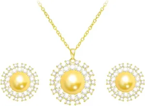 Sunflower Pearl Jewelry Set for Women with 10MM Pearl Pendant Necklace and 8MM Earrings, Gifts for Friends, Mom or Lovers