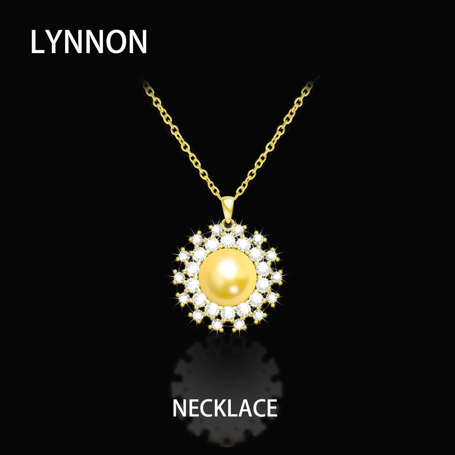 Sunflower Pearl Jewelry Set for Women with 10MM Pearl Pendant Necklace and 8MM Earrings, Gifts for Friends, Mom or Lovers
