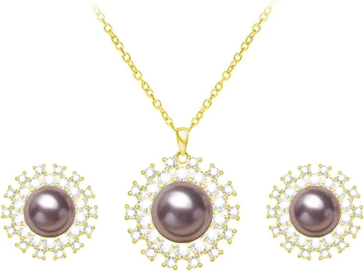 Sunflower Pearl Jewelry Set for Women with 10MM Pearl Pendant Necklace and 8MM Earrings, Gifts for Friends, Mom or Lovers