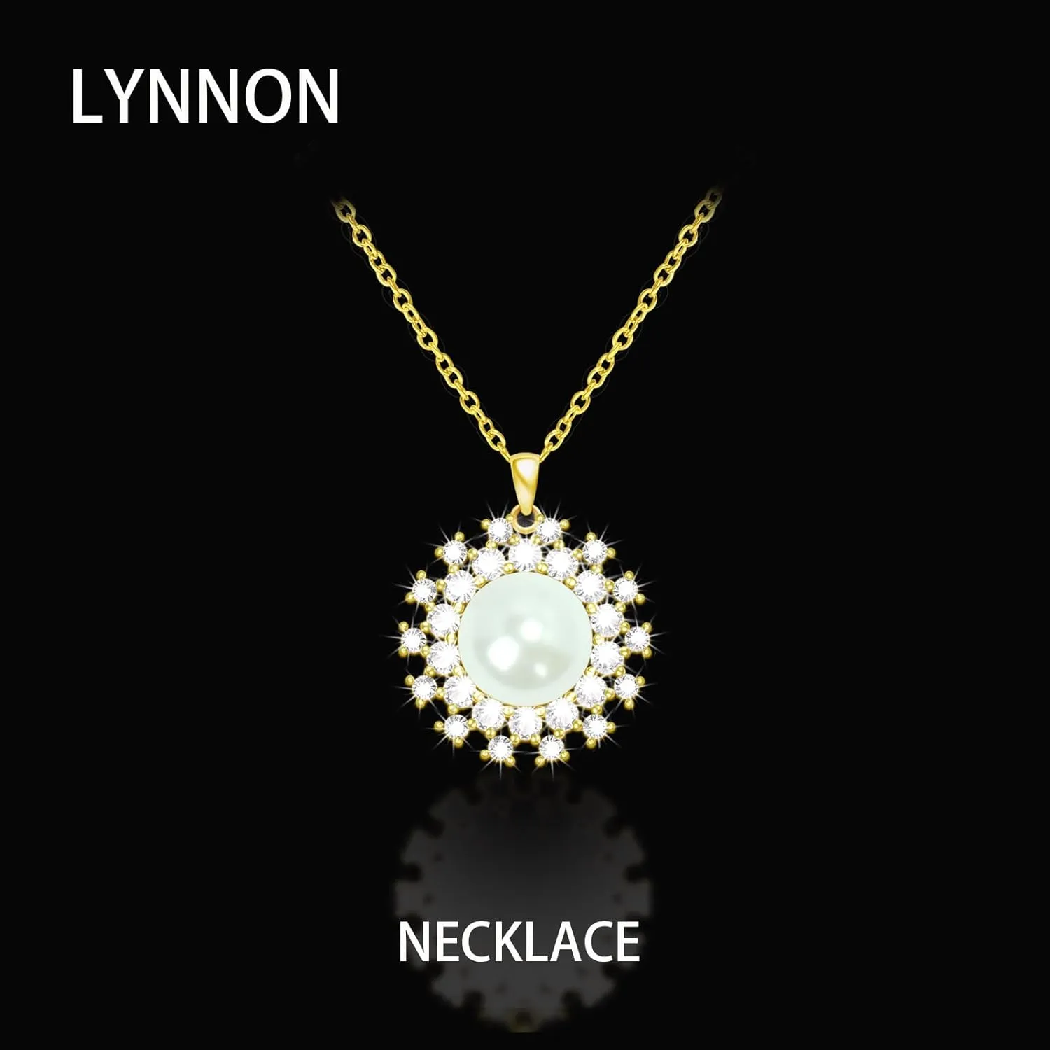 Sunflower Pearl Jewelry Set for Women with 10MM Pearl Pendant Necklace and 8MM Earrings, Gifts for Friends, Mom or Lovers