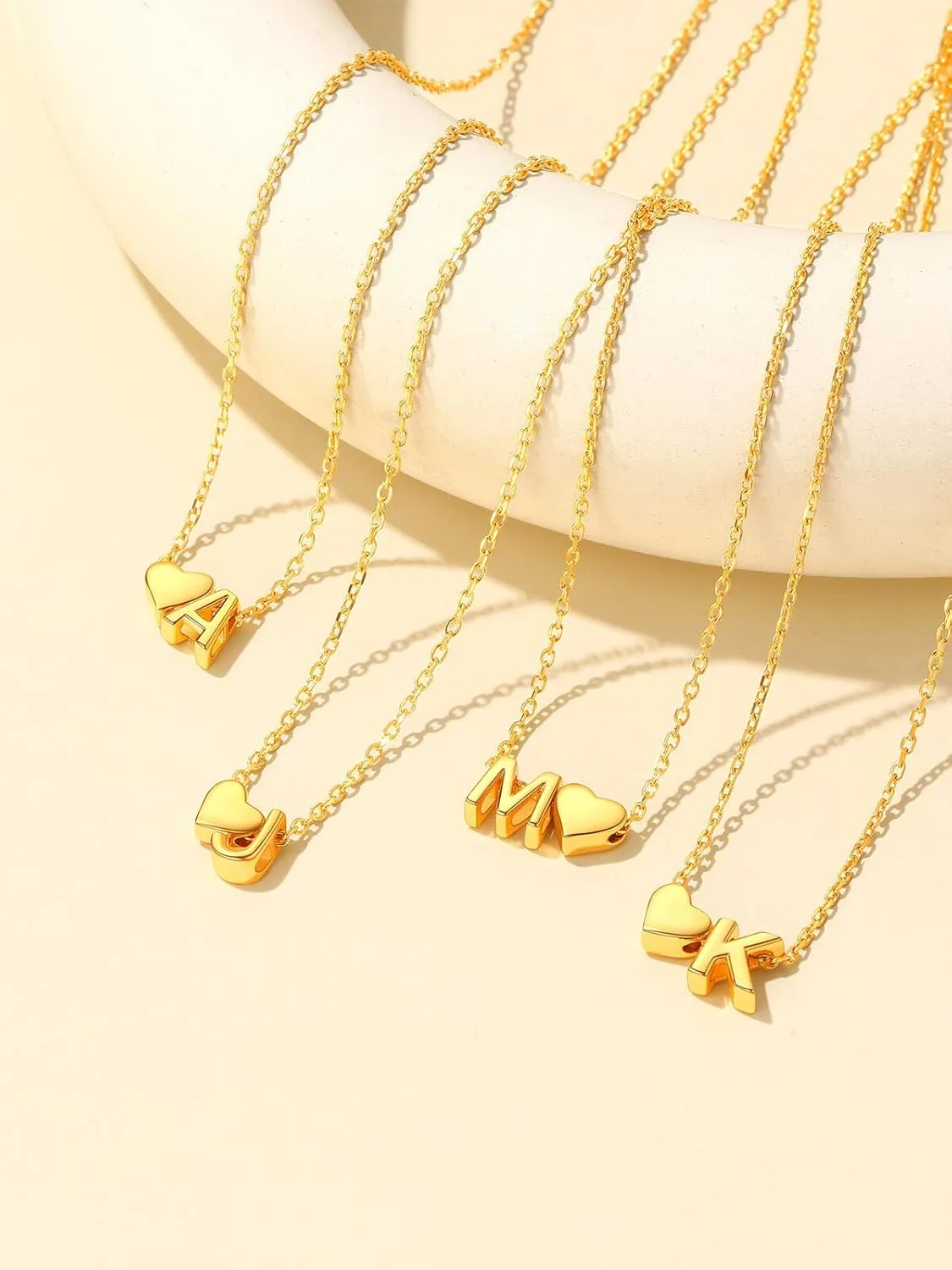 Supcare Dainty Initial Necklaces for Women, 14K Gold Plated Heart Pendant Necklace, Layerable Trendy Jewelry for Mothers Day, Name Letter Choker Chain 16'' plus 2'' Extension