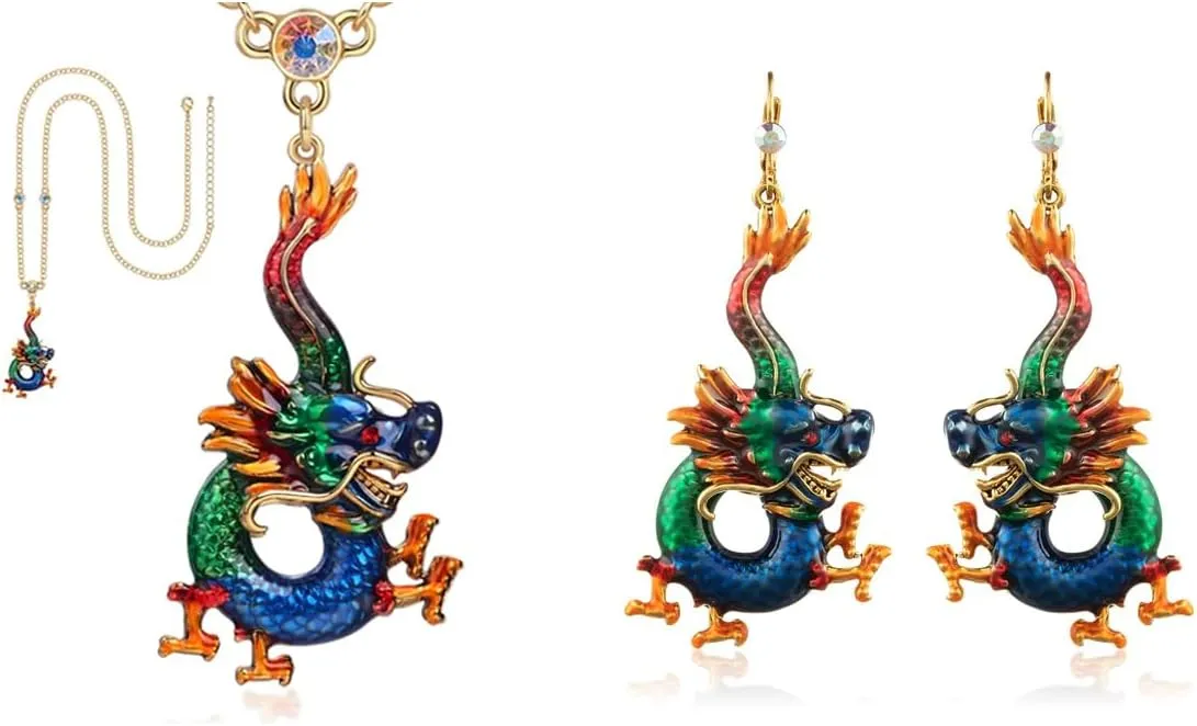 Superchic Dragon Earring Hoop Earrings Handmade Bold Statement Red Enamel Dangle Gothic Dragon Leverback Embedded with Austrian crystals in 24K Gold plating for Party Festival