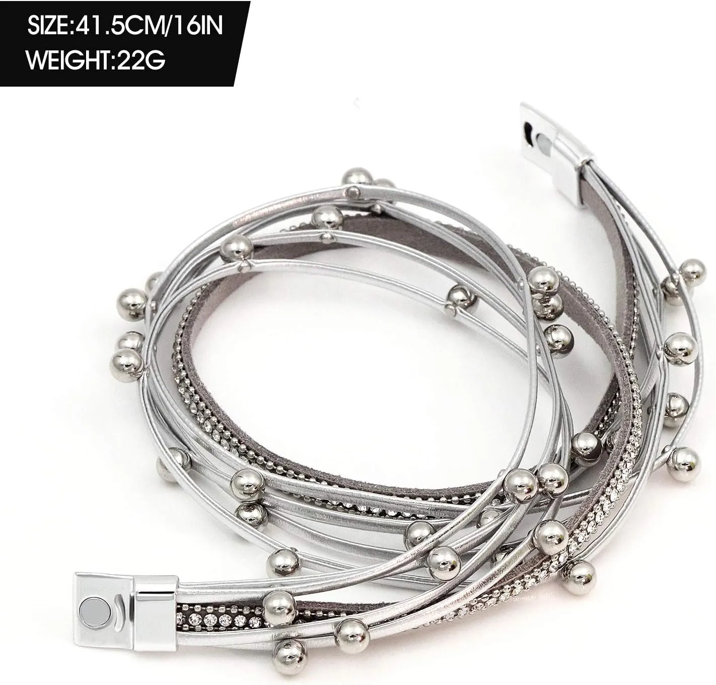 Suyi Women Wrap Bracelet Multilayered Leather Braided Bangle Wrist Cuff Bangles with Magnetic Buckle