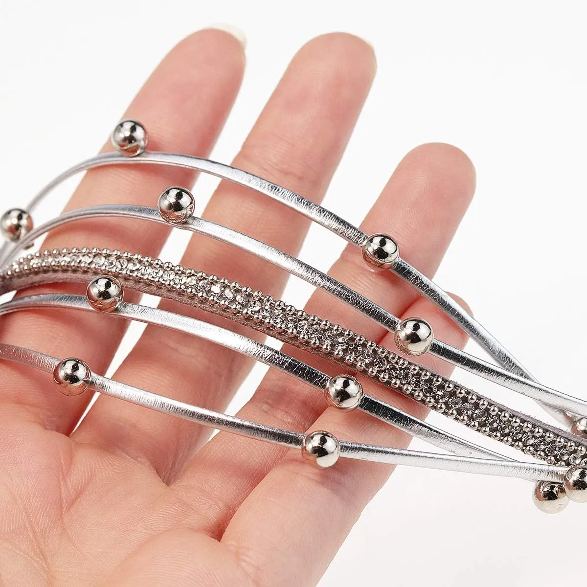 Suyi Women Wrap Bracelet Multilayered Leather Braided Bangle Wrist Cuff Bangles with Magnetic Buckle