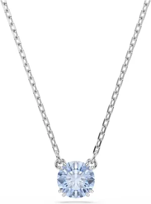 Swarovski Stilla Pendant, Round Cut, Blue, Rhodium Finished
