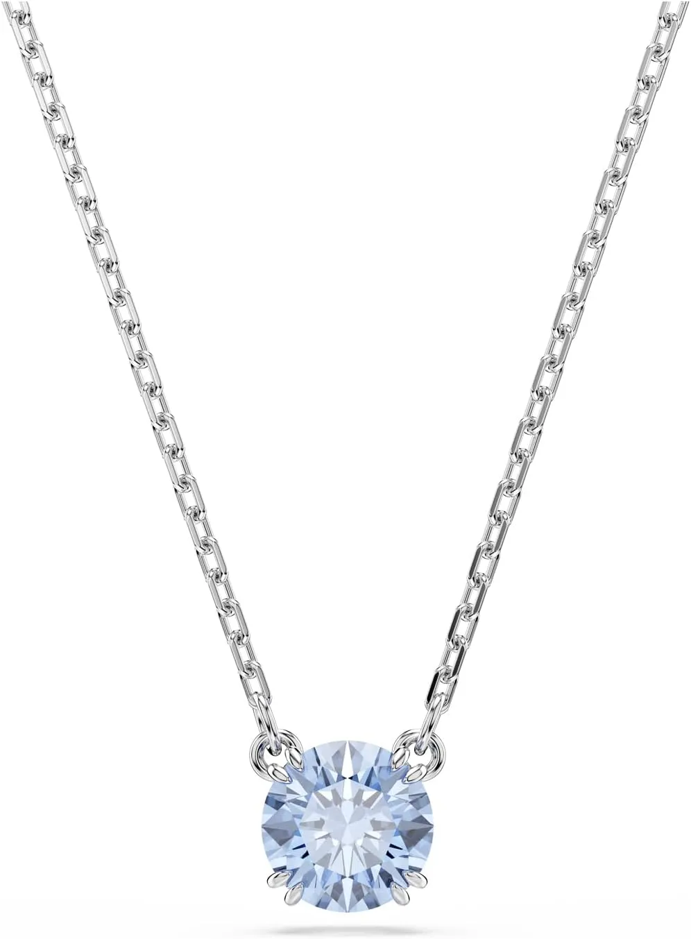 Swarovski Stilla Pendant, Round Cut, Blue, Rhodium Finished