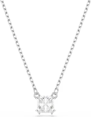 Swarovski Stilla Pendant, Square Cut, Clear, Rhodium Finished
