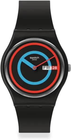 Swatch Big Bold BIOSOURCED Lacquered Circling Black Quartz Watch
