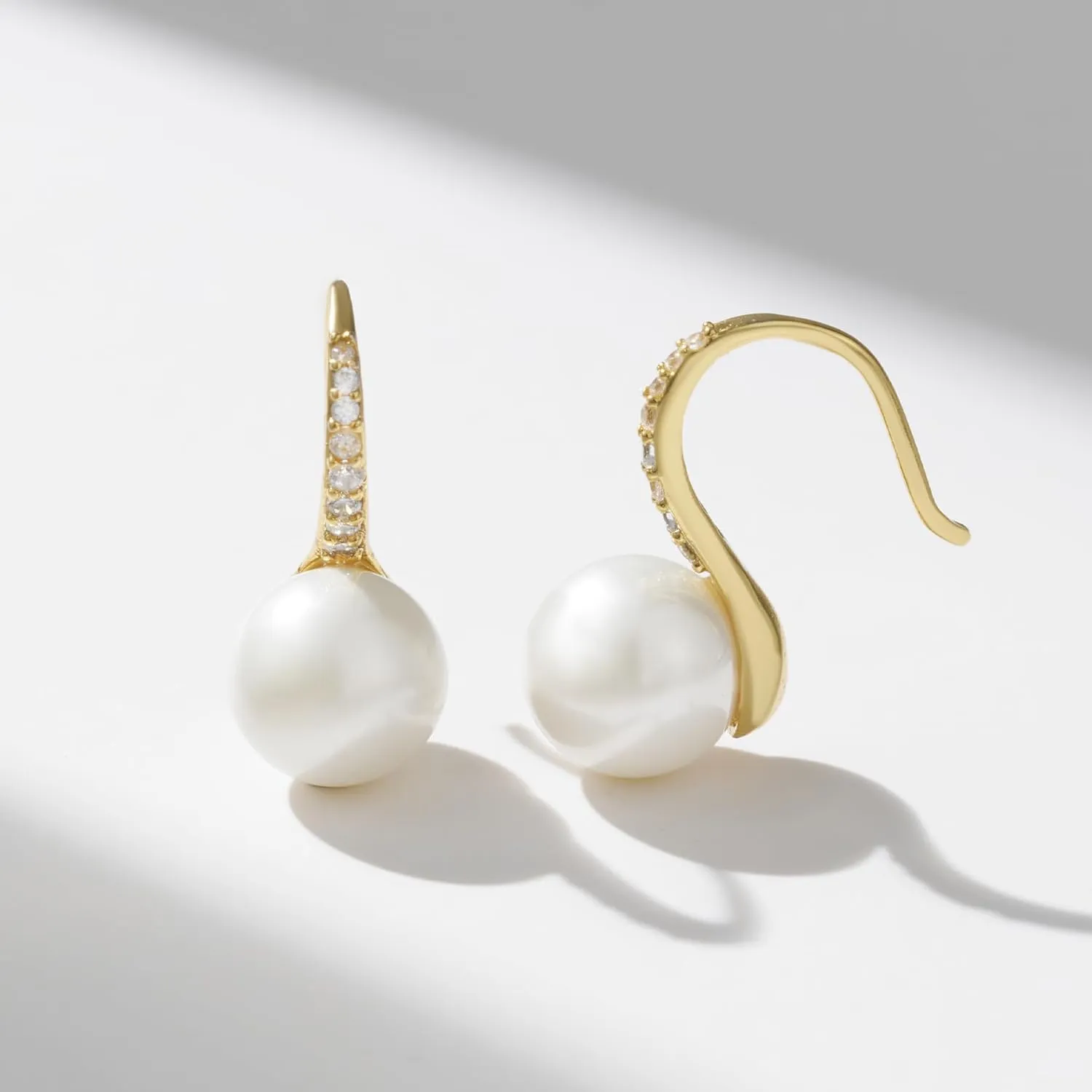 SWEETV Classical Pearl Dangle Drop Earrings for Women, Pearl Hook Earrings, Wedding Bridal Earrings for Brides Bridesmaids,Prom Jewelry Gifts