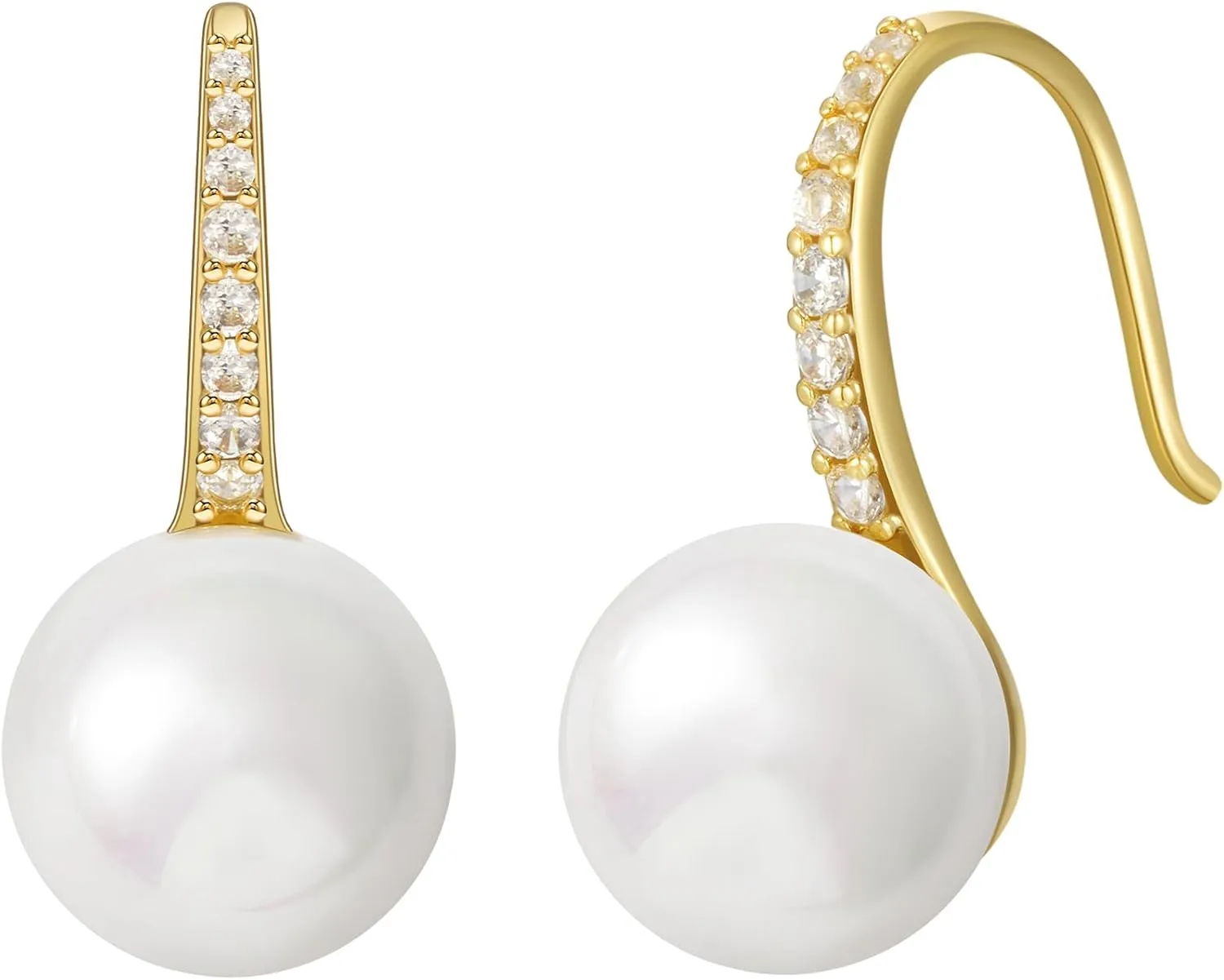 SWEETV Classical Pearl Dangle Drop Earrings for Women, Pearl Hook Earrings, Wedding Bridal Earrings for Brides Bridesmaids,Prom Jewelry Gifts