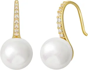SWEETV Classical Pearl Dangle Drop Earrings for Women, Pearl Hook Earrings, Wedding Bridal Earrings for Brides Bridesmaids,Prom Jewelry Gifts