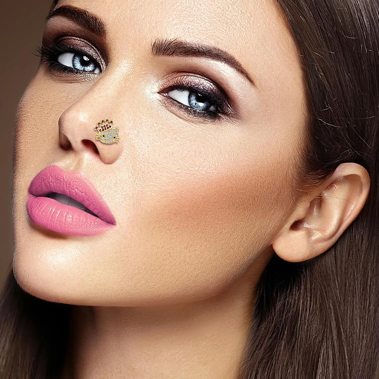 TAMHOO 18Pcs Nose Rings - L Shape, Butterfly & Heart Designs - Gold Nose Studs for Women